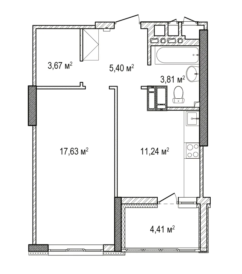 1-комнатная квартира, 46 м², вул. В’ячеслава Чорновола, Бровары — фото 1