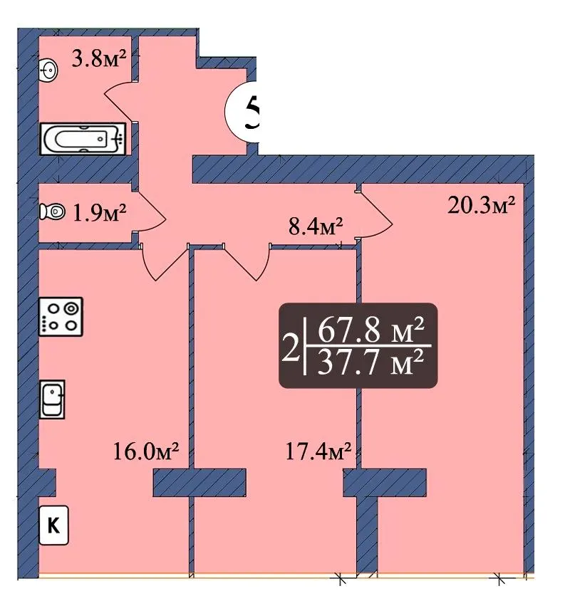 ЖК Мрія — 67.8 м²