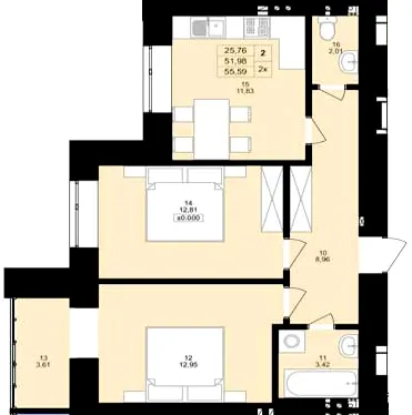 ЖК Затишний двір — 55.6 м²