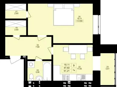 ЖК Затишний двір — 51.2 м²