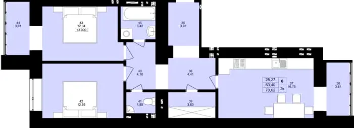 ЖК Затишний двір — 70.6 м²