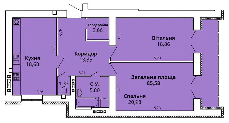 ЖК Прем'єр Хаус — 89.3 м²