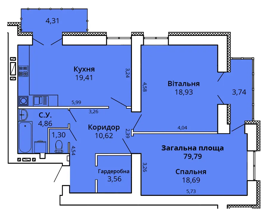 ЖК Прем'єр Хаус — 83.7 м²
