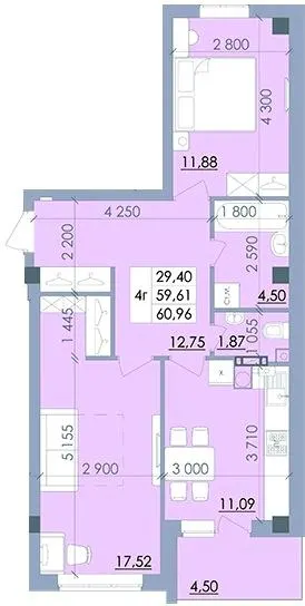 вул. Полтавський Шлях, 61 — 60 м²