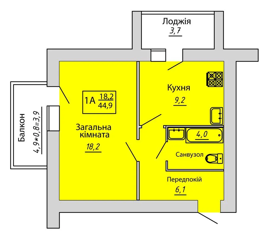 ЖК Київський — 44.6 м²