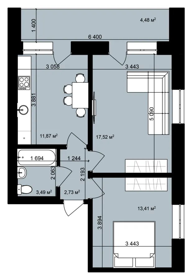 ЖК Гидропарк Сити — 53.5 м²