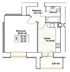 ЖК Богуслава — 43.4 м²