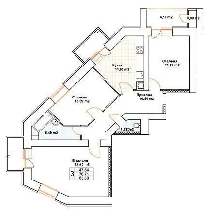 ЖК Богуслава — 83.6 м²