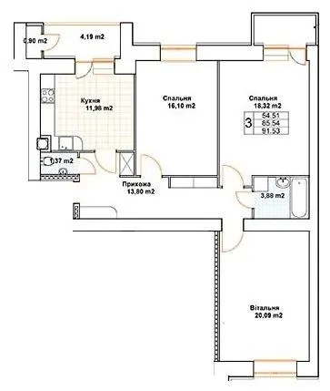 ЖК Богуслава — 91.5 м²