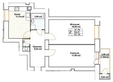 ЖК Богуслава — 67.2 м²