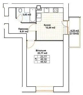 ЖК Богуслава — 48.4 м²