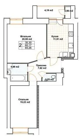 ЖК Богуслава — 65.3 м²