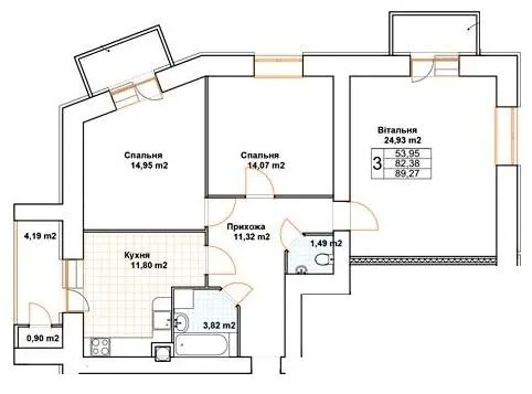 ЖК Богуслава — 89.3 м²