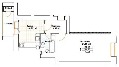 ЖК Богуслава — 50.1 м²
