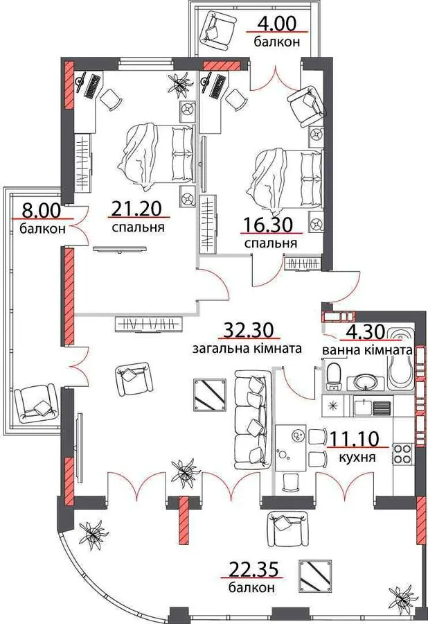 ЖК Комфорт — 121 м²