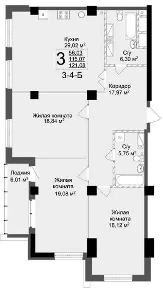 ЖК Люксембург — 121.1 м²