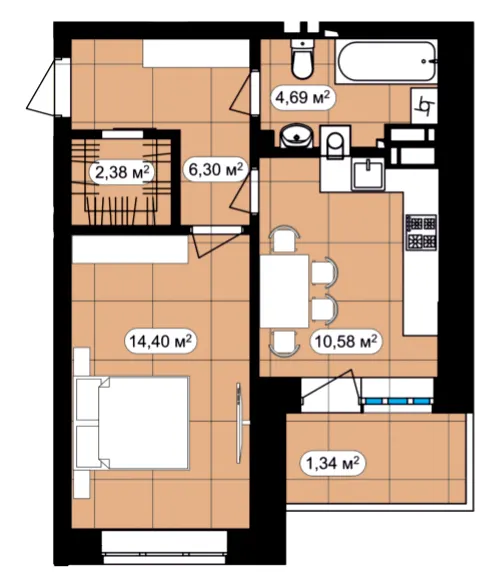 ЖК Мюнхаузен 2 — 38.9 м²