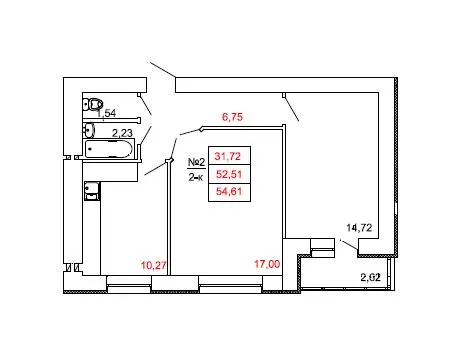 ЖК на Сінній — 54.6 м²