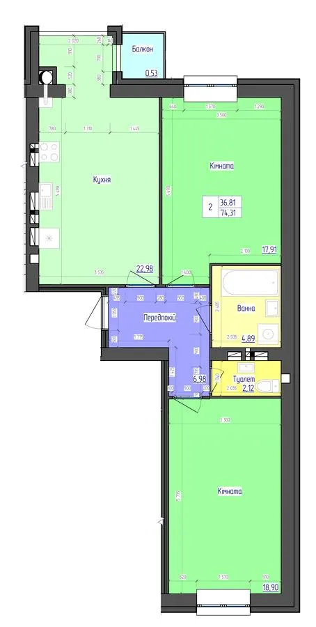 ЖК Сімейний — 75 м²