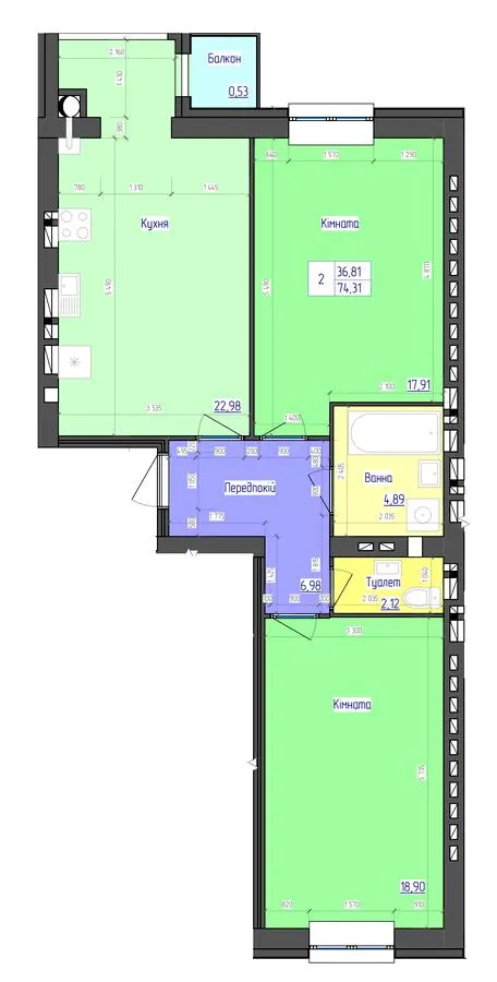 ЖК Сімейний — 75 м²