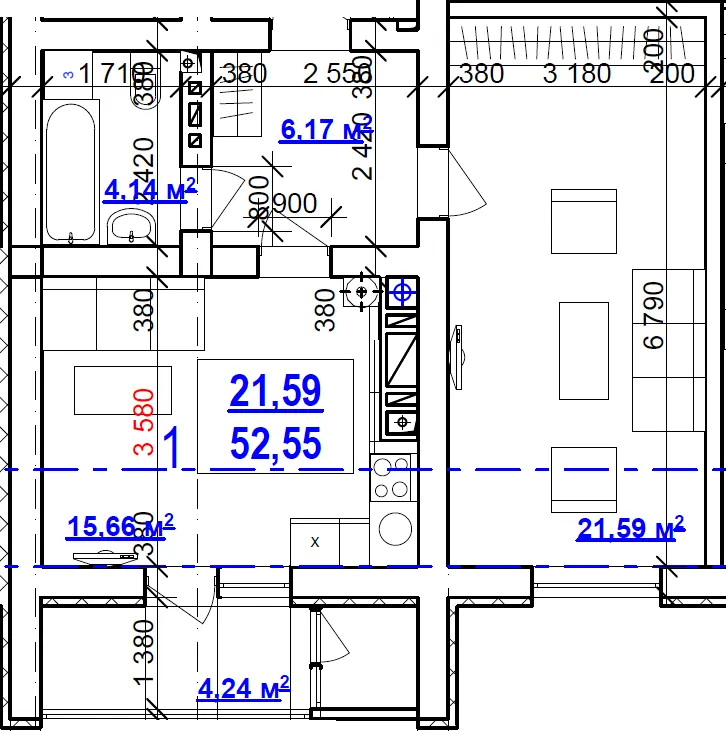 ЖК Будинок на Сумській — 52.6 м²