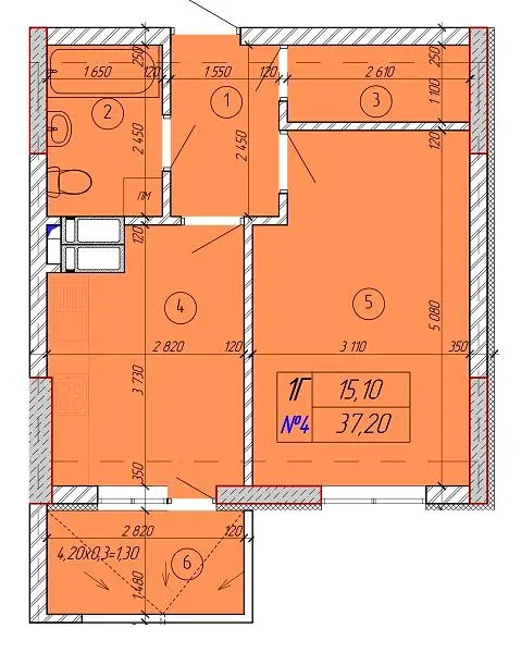 ЖК Єнісейська садиба — 37.2 м²