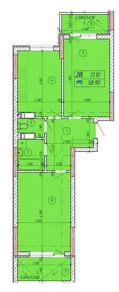 ЖК Єнісейська садиба — 58.9 м²