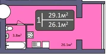 1-кімнатна квартира, 29 м², вул. Архітектора Старова, Миколаїв — фото 1