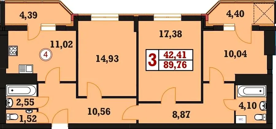ЖК Гетьманський — 89.8 м²