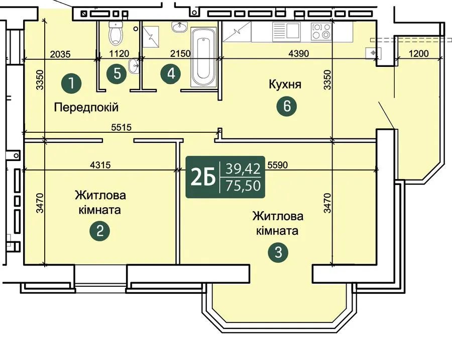 ЖК Зарічний — 75.5 м²