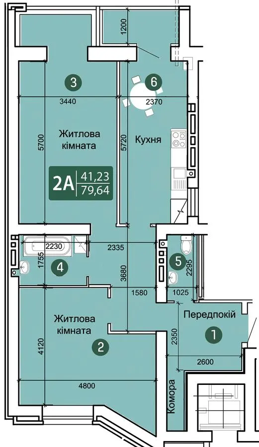 ЖК Зарічний — 79.6 м²