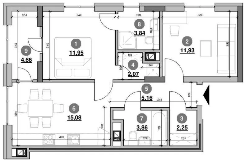 ЖК Вілла Погулянка — 60.8 м²