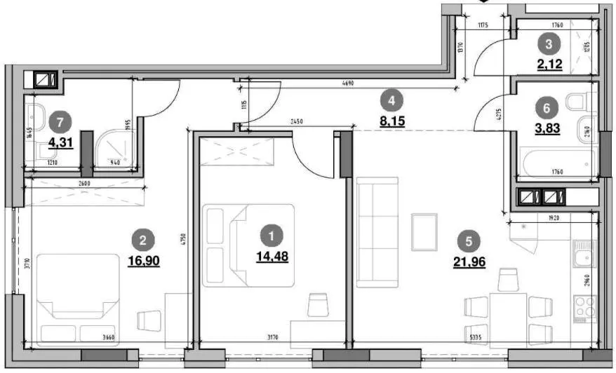 ЖК Вілла Погулянка — 71.8 м²
