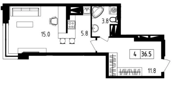 ЖК Янтарний — 36.5 м²