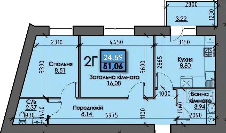ЖК SANTORINI — 51.1 м²