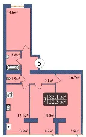 ЖК Мрія — 83.1 м²