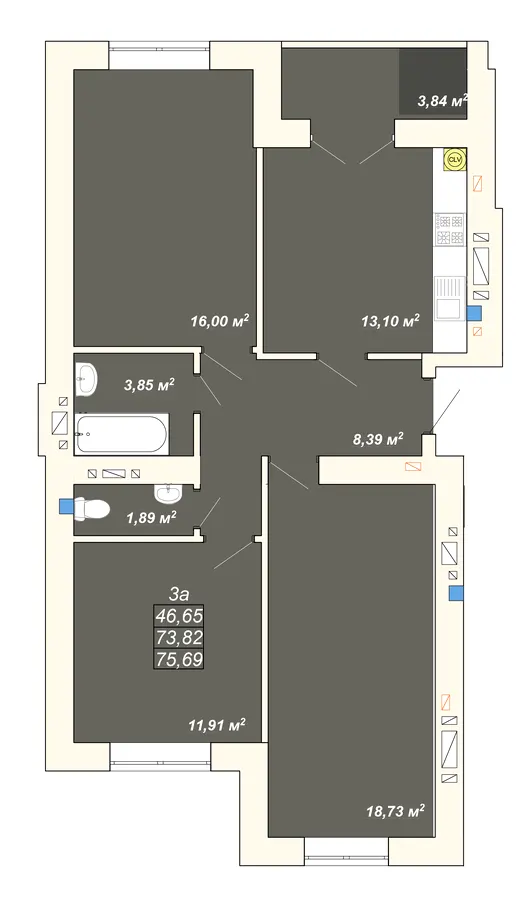 ЖК Атмосфера — 75.7 м²