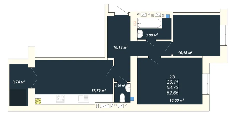 ЖК Атмосфера — 62.7 м²
