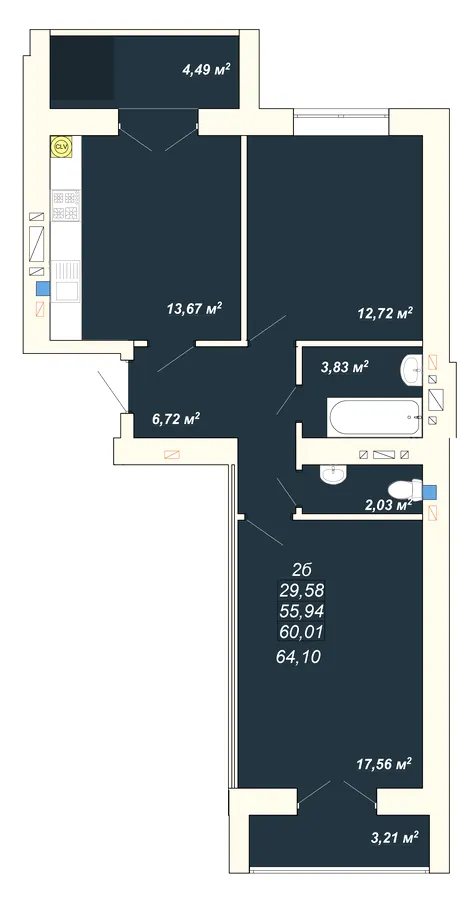 ЖК Атмосфера — 64.1 м²