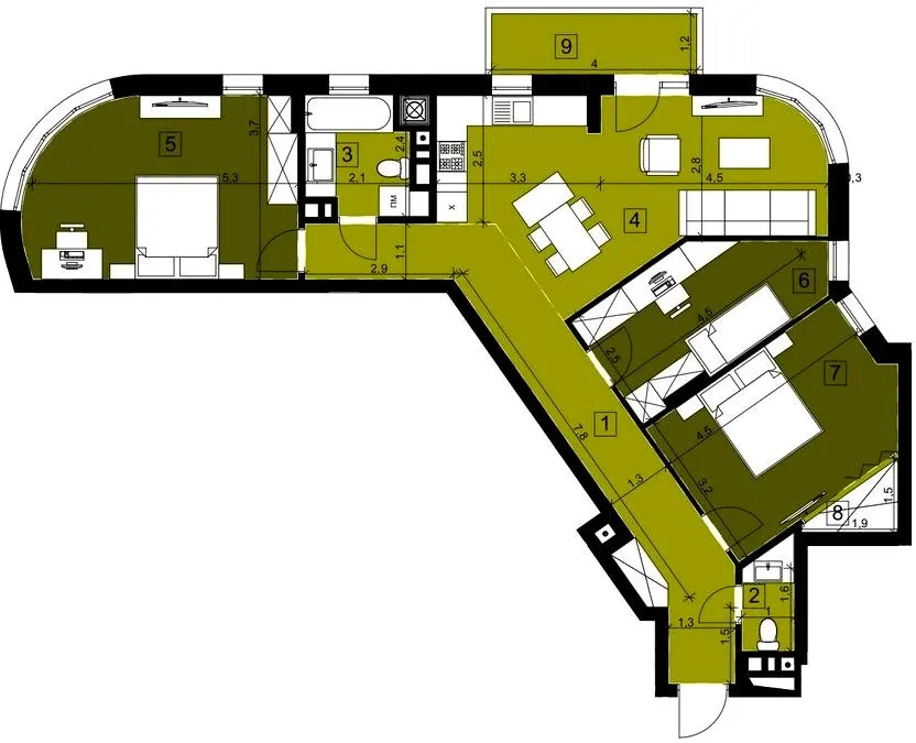 ЖК Парус Riverside — 92.6 м²
