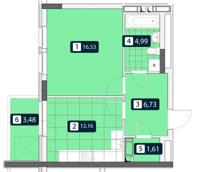 ЖК Нивки-Парк — 45.5 м²