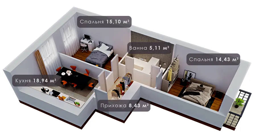 ЖК Урожайный — 62.5 м²