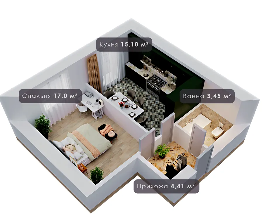 ЖК Урожайный — 40.5 м²