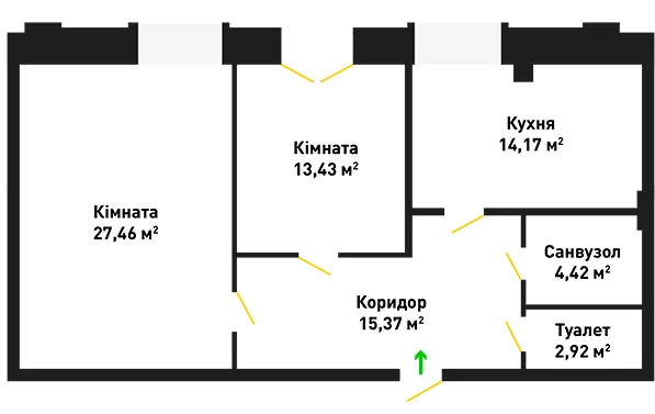 вул. В'ячеслава Чорновола, 30 — 77.8 м²
