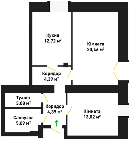 вул. В'ячеслава Чорновола, 30 — 63.2 м²