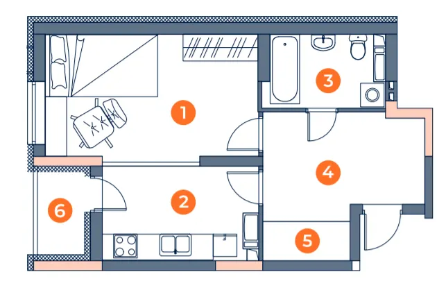 ЖК Orange City — 45.4 м²