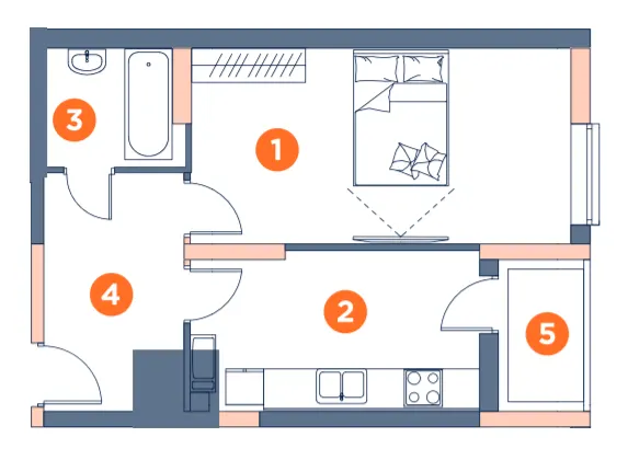 ЖК Orange City — 44.6 м²