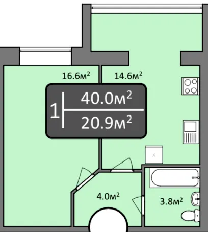 ЖК Мрія Миколаїв — 40 м²