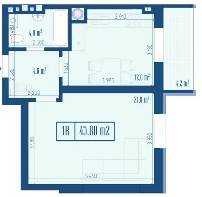 ЖК Центральний — 45.8 м²