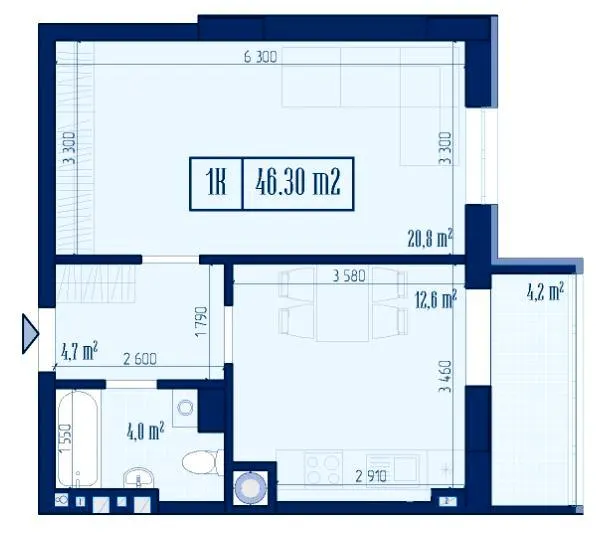 ЖК Центральний — 46.3 м²